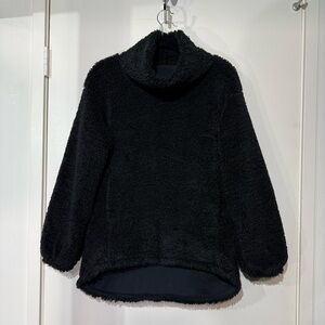 Lululemon Cozy Black Sherpa Turtleneck Sweater Hi Low with Drawstring Hem Size 4